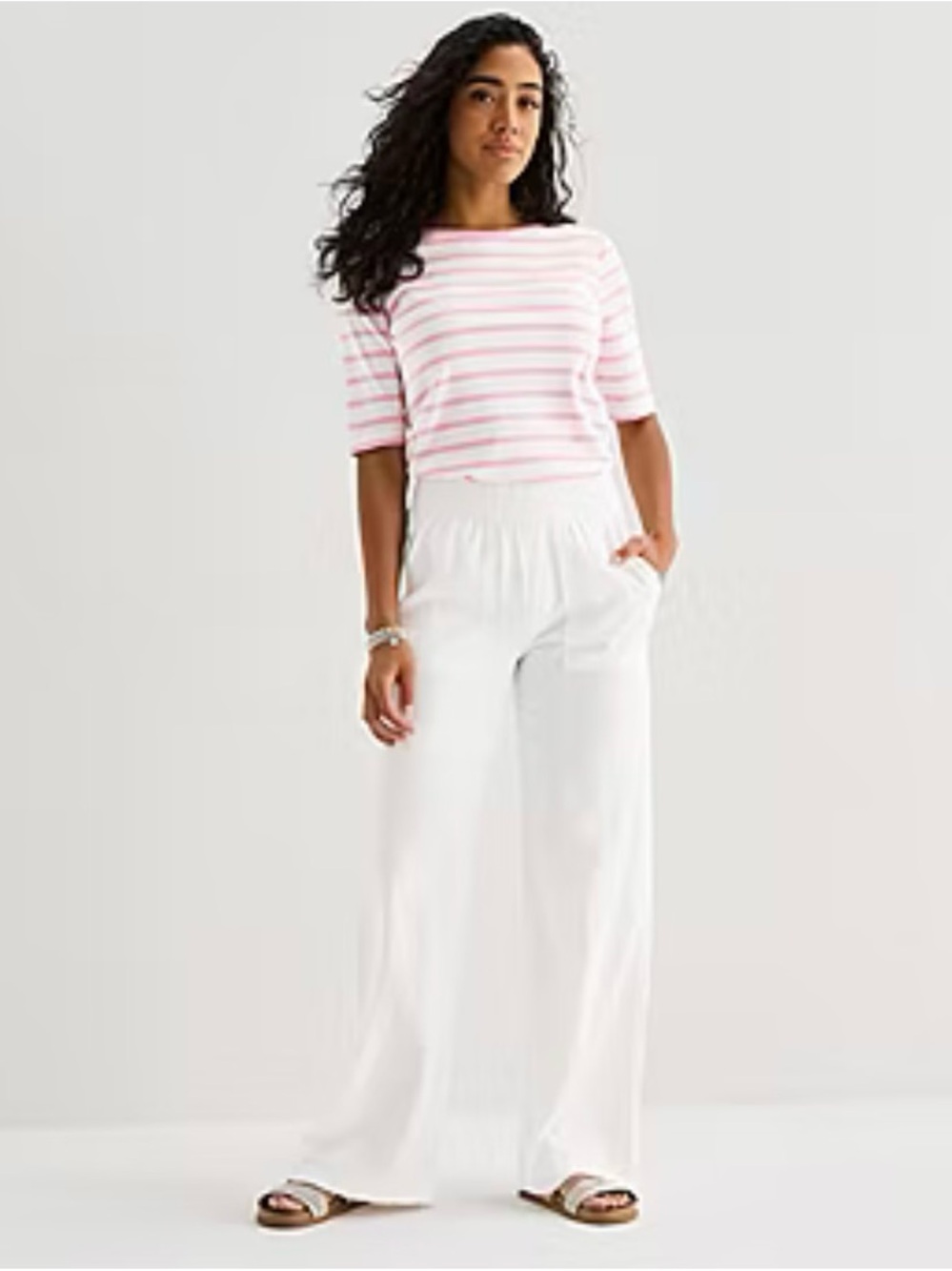 St. John's Bay White Wide-Leg Pull-On Pants